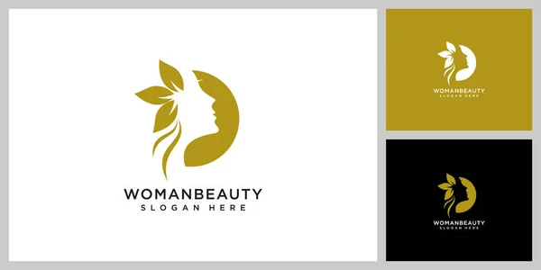 Logo Krásy Ženou Stylovém Kruhu Šabloně Designu Vizitky Květina Logo Vektorová Grafika