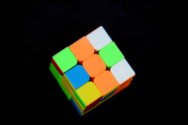 Cube Isolated Black Backgorund — Stock Photo, Image