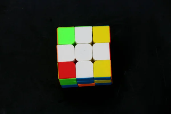 Cubo Isolado Backgorund Preto — Fotografia de Stock
