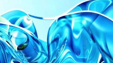 Açık mavi üzerinde dalgalı şekilleri olan modern soyut tasarım