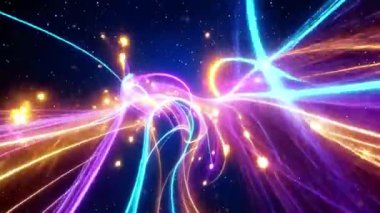 3D soyut pembe parlak neon çizgileri canlandırması