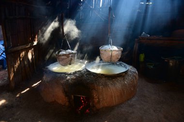 Nan Thailand December 26 2022 Bo Kluea Rock Salt Pond , ancient rock salt production site, street market,otop market, medicinal salt market