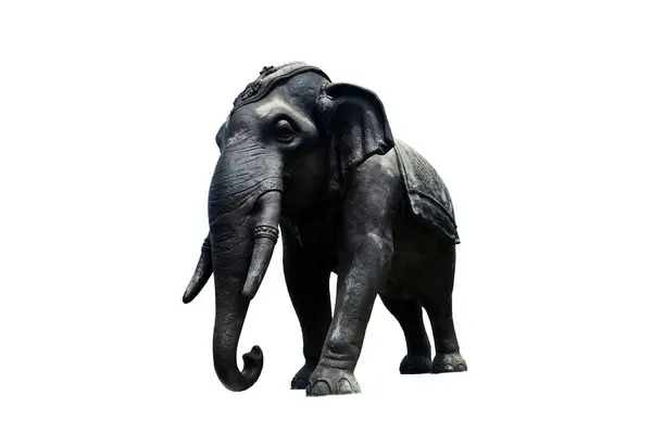 Elefante Bronze Fundido Cobre Fundo Branco Com Caminho Recorte Estuque — Fotografia de Stock