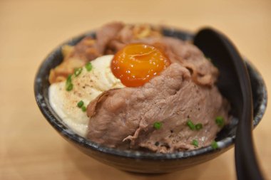 Lezzetli Japon Biftek Gyudon Pirinç Kasesi