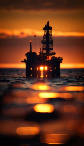 stock image Oil rig in the sunset