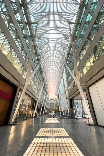 Moderna Arquitectura Iluminada Allen Lambert Galleria Distrito Financiero Toronto —  Fotos de Stock