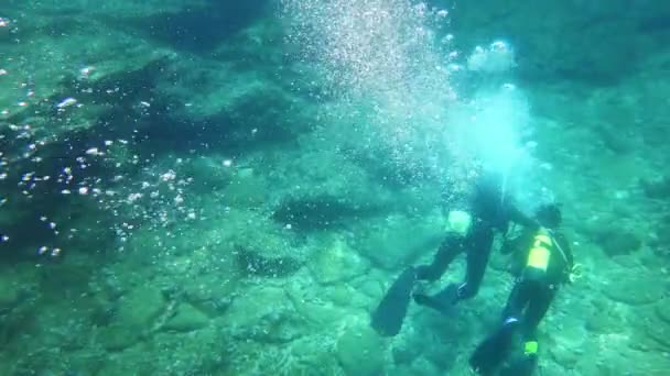 Copil Instructor Scuba Diving Pentru Prima Dată — Videoclip de stoc