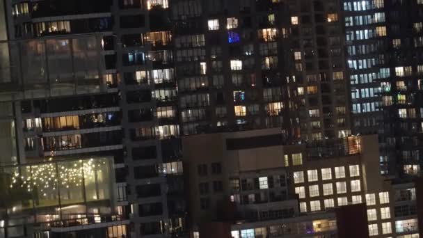 Modern High Rise Buildings Night View Toronto — Stock Video