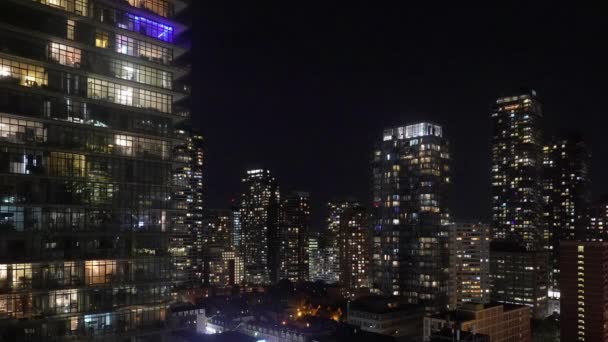 Nowoczesne Wysokie Budynki Widoku Nocy Toronto — Wideo stockowe