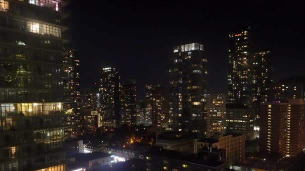 Modern High Rise Buildings Night View Toronto — Stock Video
