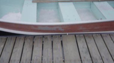  Ontario, Kanada 'da balıkçı teknesi ve göl 