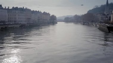 Şehir manzarası, Lyon, Fransa, nehir manzarası