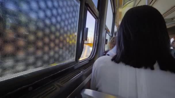 Vista Trasera Las Personas Autobús — Vídeo de stock