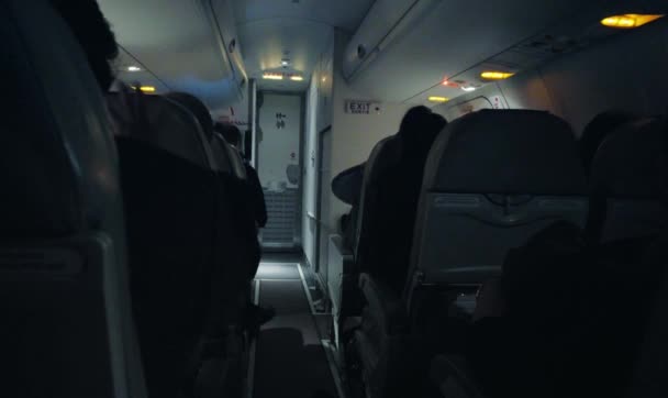 Interior Del Avión Con Pasajeros Asientos — Vídeos de Stock