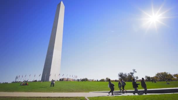 Памятник Вашингтону Заднем Плане — стоковое видео