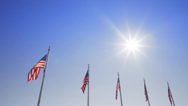 在华盛顿的视频拍摄Dc美国国旗环绕方尖碑 — 图库视频影像