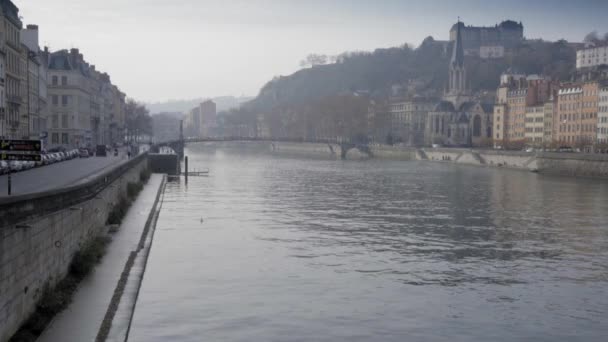 Vista Lyon Francia Vista Del Río — Vídeos de Stock