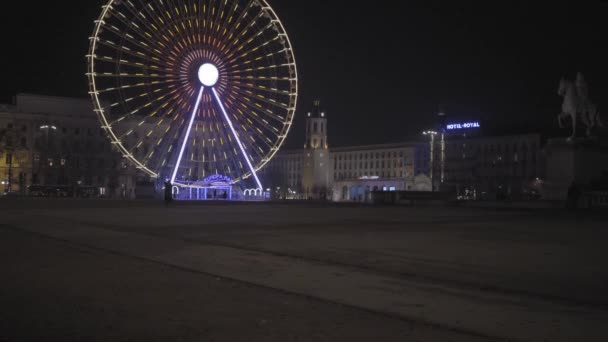 フランスのリヨンの夜景を背景に — ストック動画