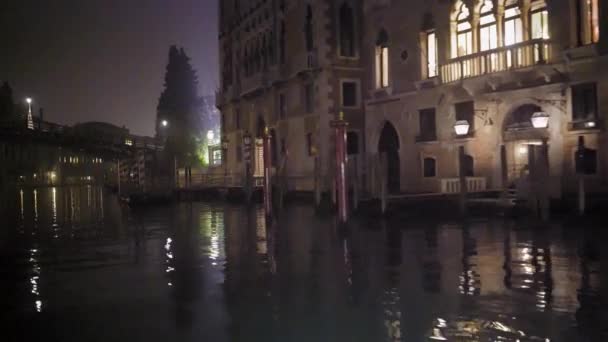 Прекрасный Вид Венецию Италия Зимой Ночь — стоковое видео