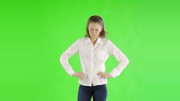 Young Angry Businesswoman Green Screen — Stock Video