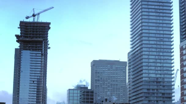 Modern High Rise Buildings Blue Cloudy Sky — Stock Video
