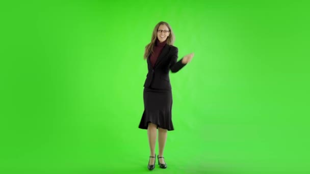 Kaukázusi Üzletasszony Ellen Zöld Képernyő — Stock videók