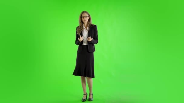 Mulher Negócios Caucasiana Contra Tela Verde — Vídeo de Stock