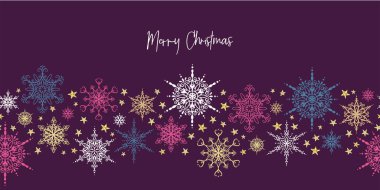 Güzel el çizimi kar taneleri pürüzsüz desen, kırılgan kış arka plan, tekstil, pankart, duvar kağıdı, ambalaj - vektör tasarımı için harika