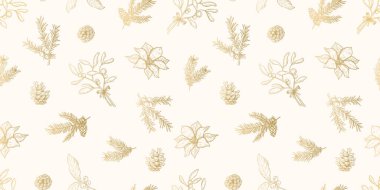 Güzel el çizimi kış dalları pürüzsüz desen, ambalaj kağıtları, tekstil, afişler, duvar kağıtları - vektör tasarımı için harika