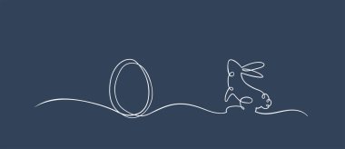 Fun rabbit one line drawing, cute Easter design for banners, cards, wallpapers