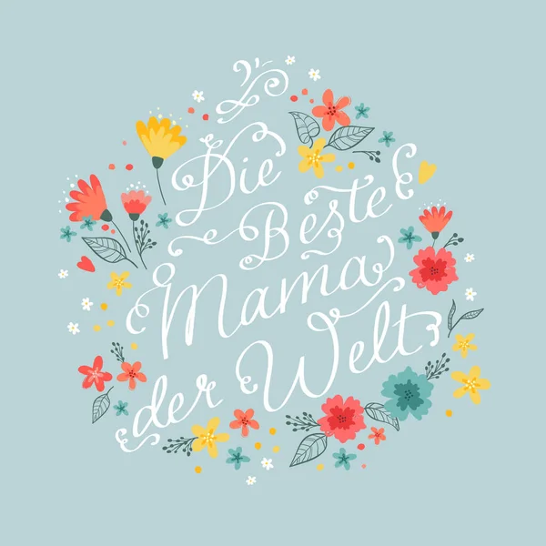 Lovely Hand Written Mother Day Design German Best Mom World — Vetor de Stock