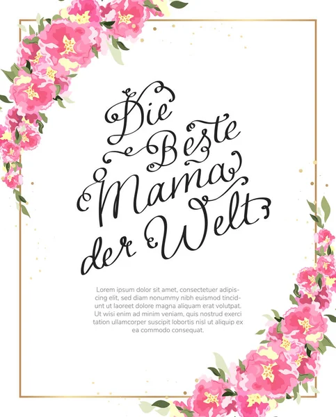 Schöne Handgeschriebene Muttertagsmotive Deutscher Sprache Beste Mama Der Welt Mit — Stockvektor