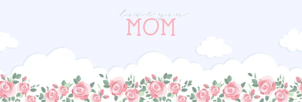 Lovely Hand Written Mother Day Design Cute Flowers Great Cards — Stock Vector