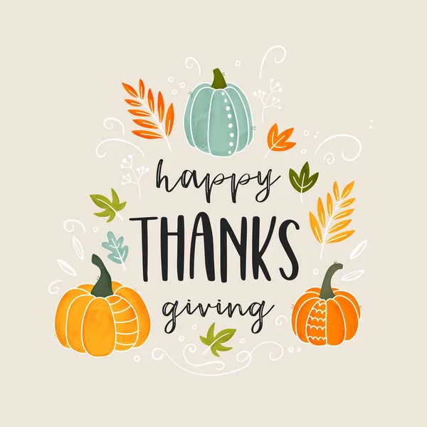 Leuke Hand Getekend Thanksgiving Ontwerp Met Tekst Decoratie Geweldig Voor — Stockvector