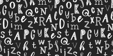 Güzel el yazısı harfleri, karalama alfabesi, okul arkaplanı, afişler, duvar kağıtları, ambalaj - vektör tasarımı