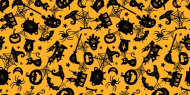 Güzel el çizimi Cadılar Bayramı deseni, renkli karalama arkaplanı, Cadılar Bayramı afişleri, duvar kağıtları, tekstil, ambalaj - vektör tasarımı için harika.