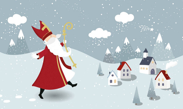 Lovely drawn Nikolaus character, german christmas tradition - great for invitations, banners, wallpapers, cards - vector design