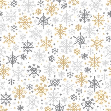 Güzel el çizimi kar taneleri pürüzsüz desen, kırılgan kış arka plan, tekstil, pankart, duvar kağıdı, ambalaj - vektör tasarımı için harika