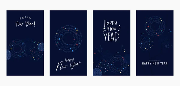 stock vector Cute hand drawn fireworks designs, flyer templates, great for invitations, banners, wallpapers, cards - vector design