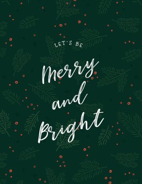 Zarif el çizimi Noel kartı tasarımı, klasik elementler, kartlar, davetiyeler, afişler, duvar kağıtları - vektör tasarımı