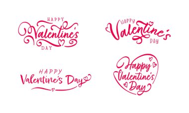 Sevimli Sevgililer Günü tipografi posteri, el yazısıyla yazılmış yazı, kartlar, pankartlar, duvar kağıtları - vektör tasarımı