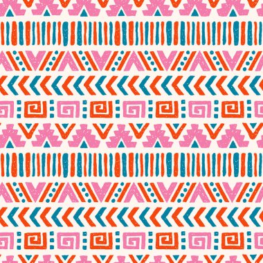 El çizimi soyut, pürüzsüz desen, etnik geçmiş, aztek tarzı - tekstil, pankart, duvar kağıtları, ambalaj - vektör tasarımı için harika