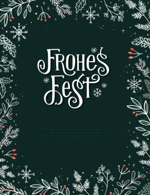 Güzel el çizimi Noel tasarımı ve Almanca 