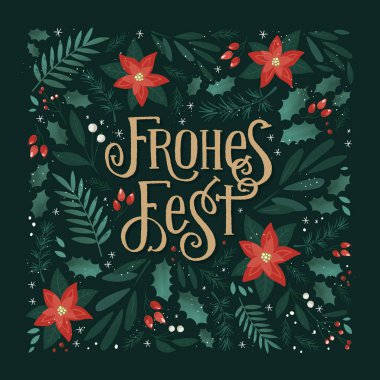 Güzel el çizimi Noel tasarımı ve Almanca 