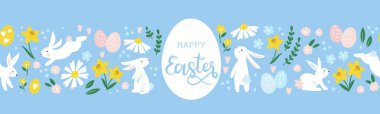 Cute hand drawn easter bunnies design, easter doodle background, great for textiles, banners, wallpapers, wrapping - vector design