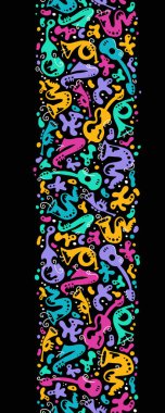 Canlı el çizimi müzik aletleri kusursuz desen, caz, karnaval, vahşi arka plan, ambalaj, tekstil, duvar kağıtları - vektör tasarımı -