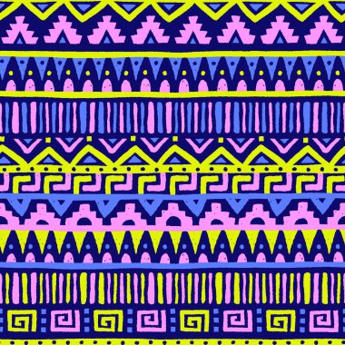 El çizimi soyut, pürüzsüz desen, etnik geçmiş, aztek tarzı - tekstil, pankart, duvar kağıtları, ambalaj - vektör tasarımı için harika