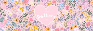 Güzel el çizimi Anneler Günü güzel çiçekler, kartlar, duvar kağıtları, pankartlar için harika - vektör tasarımı.