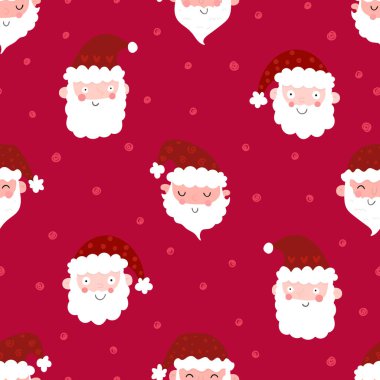 Garip Noel Babalar kusursuz desen, eğlenceli el çizimi Noel arkaplanı, tekstil, ambalaj, pankart, duvar kağıtları - vektör