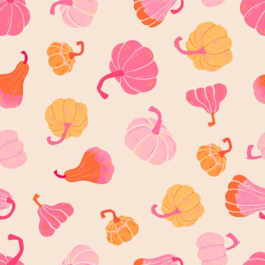 Güzel el çizimi balkabağı deseni, el çizimi balkabakları Şükran Günü arkaplanı, tekstil, pankart, duvar kağıtları, ambalaj - vektör tasarımı